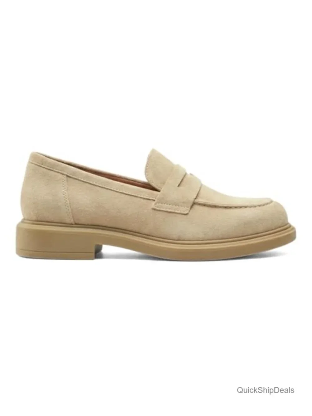 Women's Faux Suede Penny Loafers, Memory Foam Platform Slip Ons